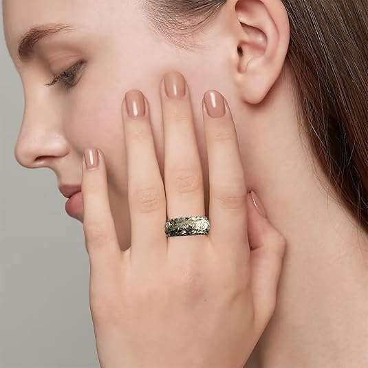 Close-up of various metallic rings arranged together
