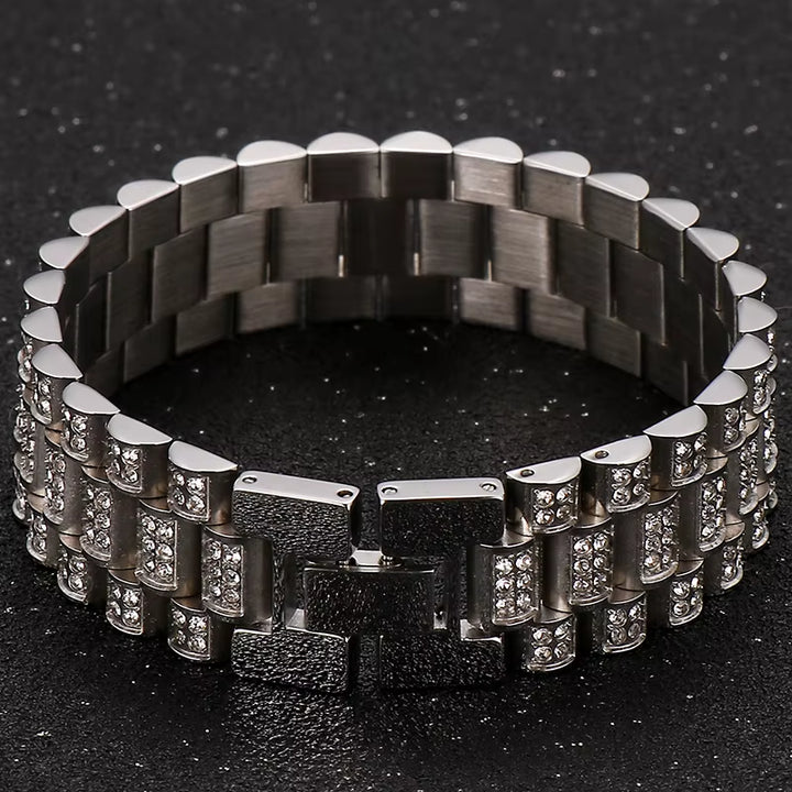IceLink™ 18MM Gold Strap Chain Bracelet – Street Style Meets Statement Shine
