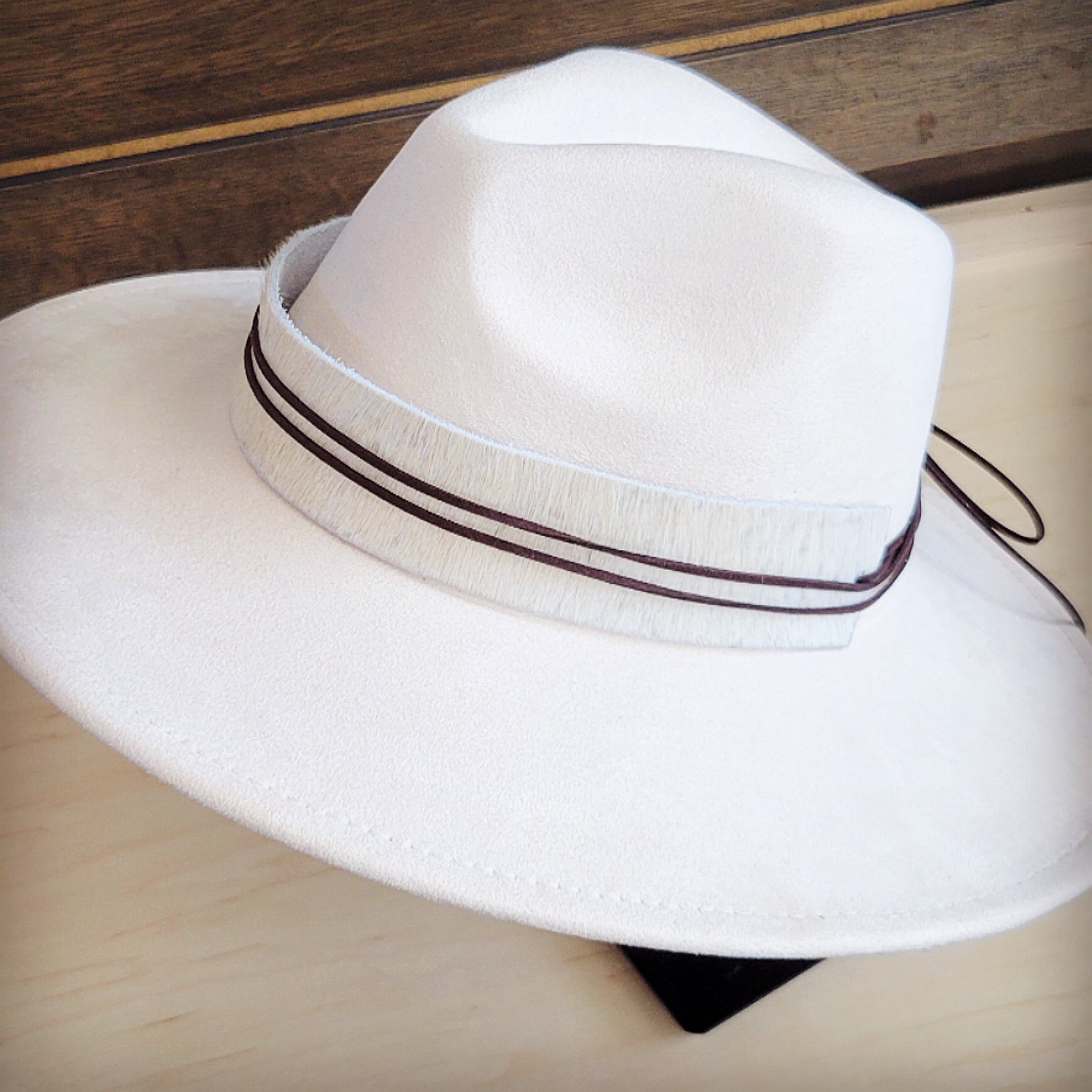 Wide Genuine Hair Hide White Hat Band Only 954j