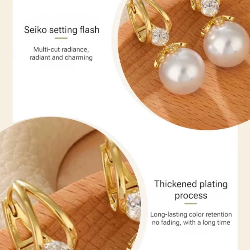 Pearl Earrings Copper Alloy Red Diamond Earrings Fashionable TemperameRadiate Grace with Every TurnThe ScarletLuxe™ Pearl &amp; Red Crystal Drop Earrings are a dazzling expression of classic charm and contemporary sophistication. CraftRemoloxPearl Earrings