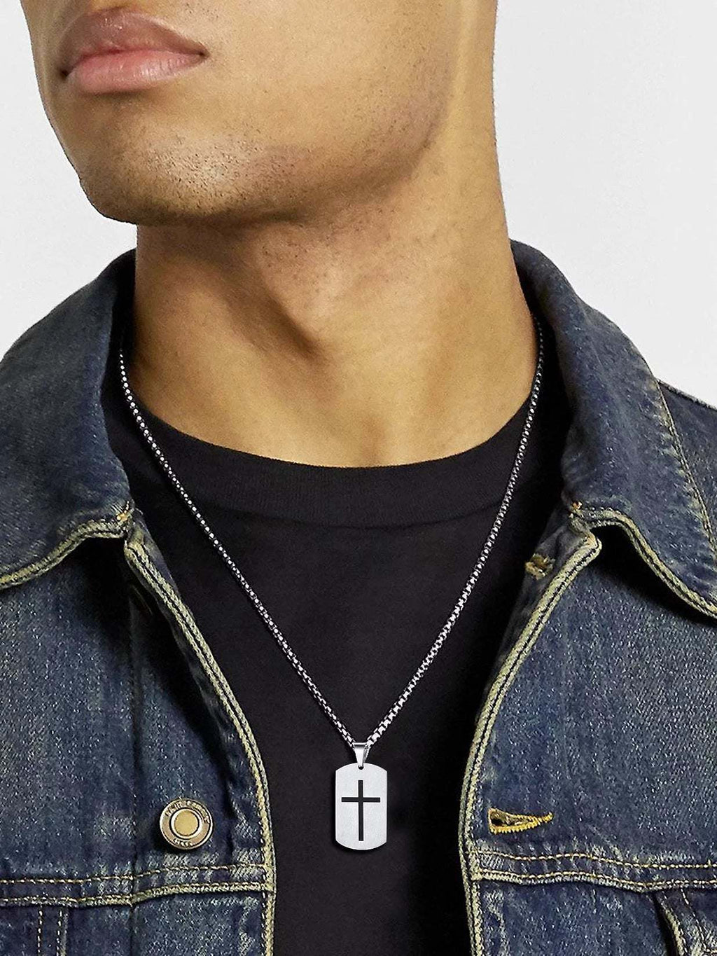 Cross Necklace for Men Stainless Steel Dog Tag Stylish Gift