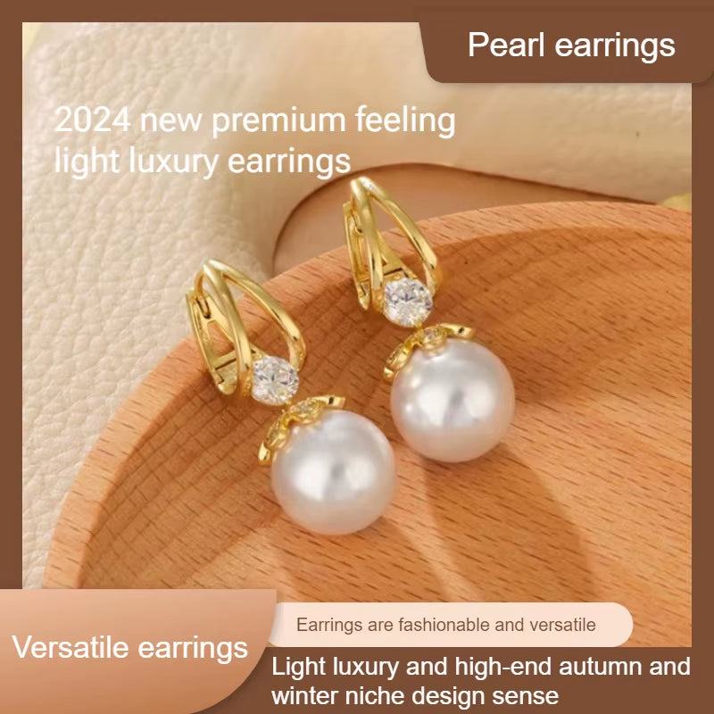 Pearl Earrings Copper Alloy Red Diamond Earrings Fashionable TemperameRadiate Grace with Every TurnThe ScarletLuxe™ Pearl &amp; Red Crystal Drop Earrings are a dazzling expression of classic charm and contemporary sophistication. CraftRemoloxPearl Earrings