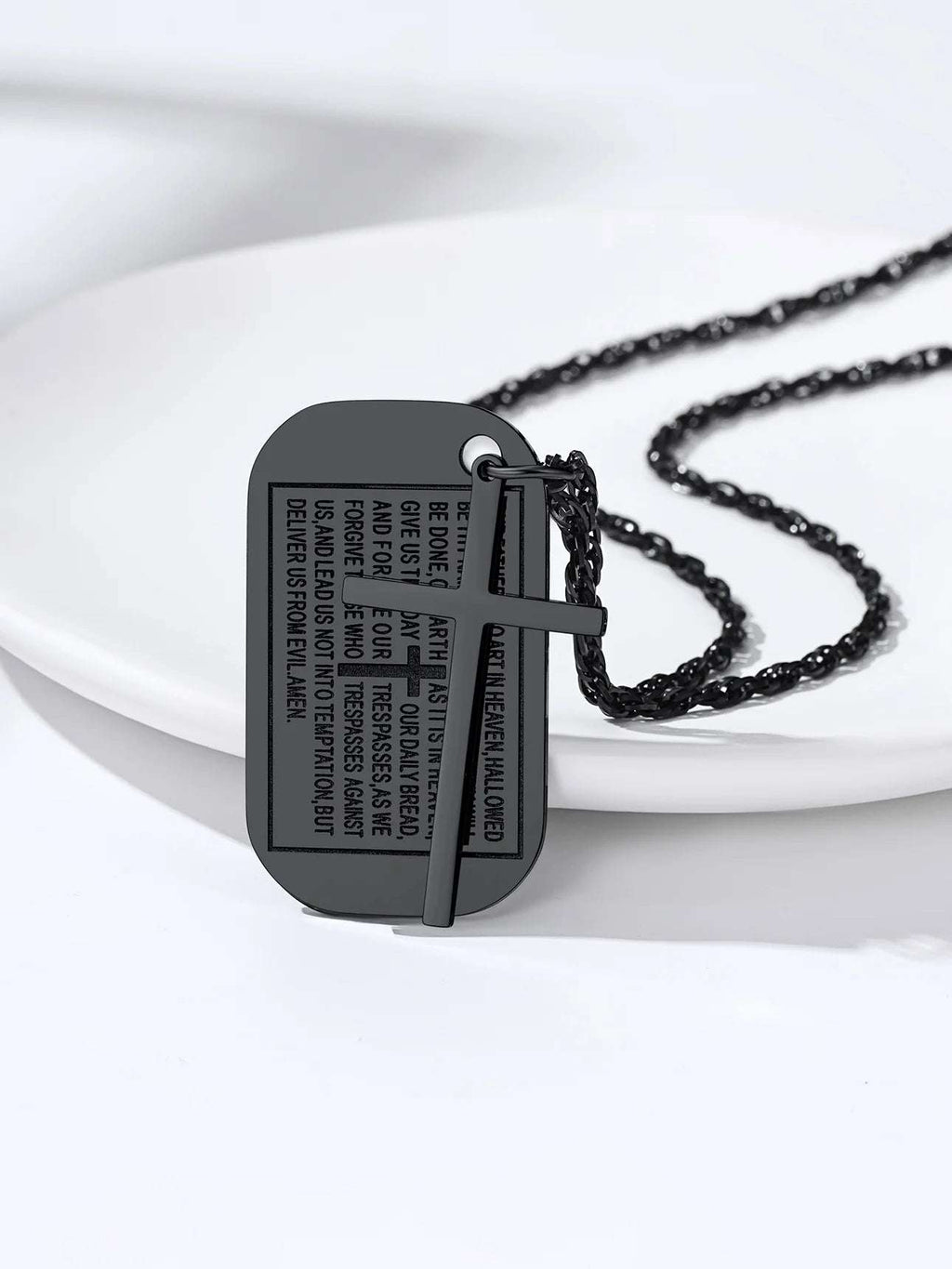 Cross Necklace for Men Stainless Steel Dog Tag Stylish Gift