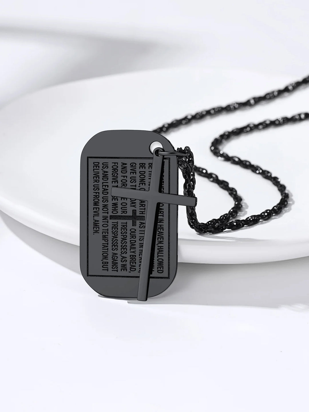 Cross Necklace for Men Stainless Steel Dog Tag Stylish Gift