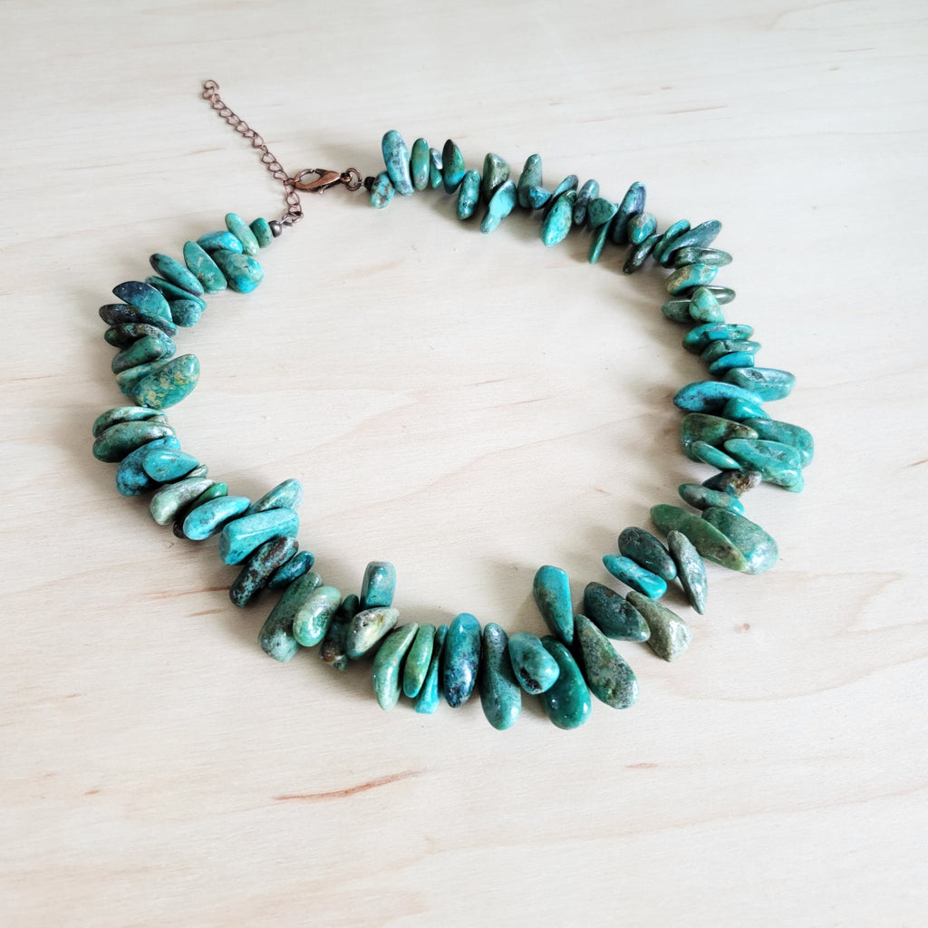 Chunky Genuine Natural Turquoise Beaded Collar Necklace 245b