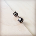 **Square-Cut Black Stone Earrings 219cv