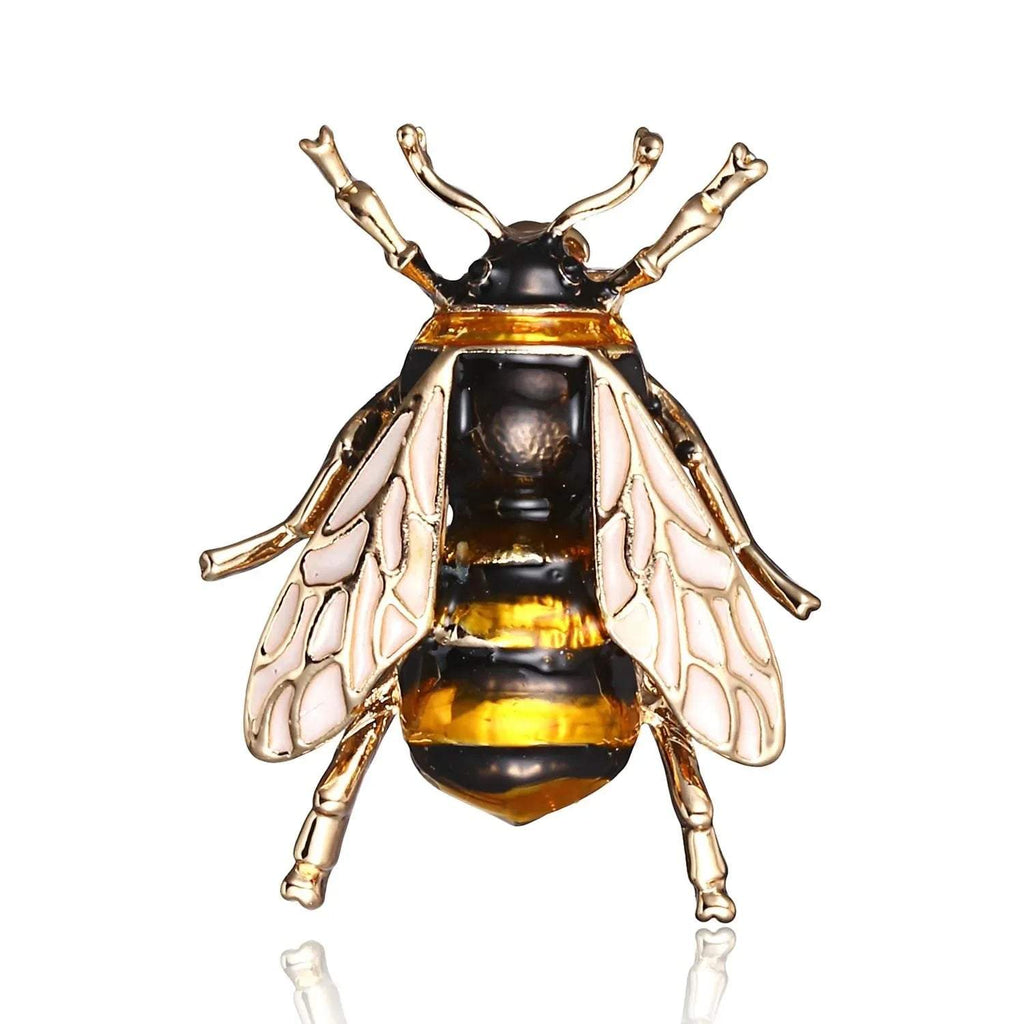 Golden Bee Crystal Brooch with sparkling rhinestones and golden finish, elegant bee design accessory