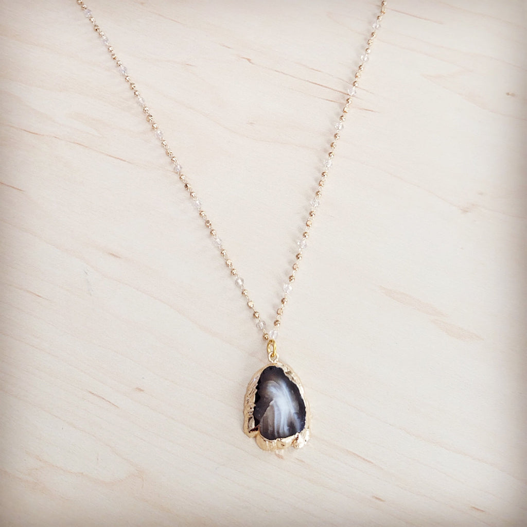 **Gilded Black Agate Necklace 257ma
