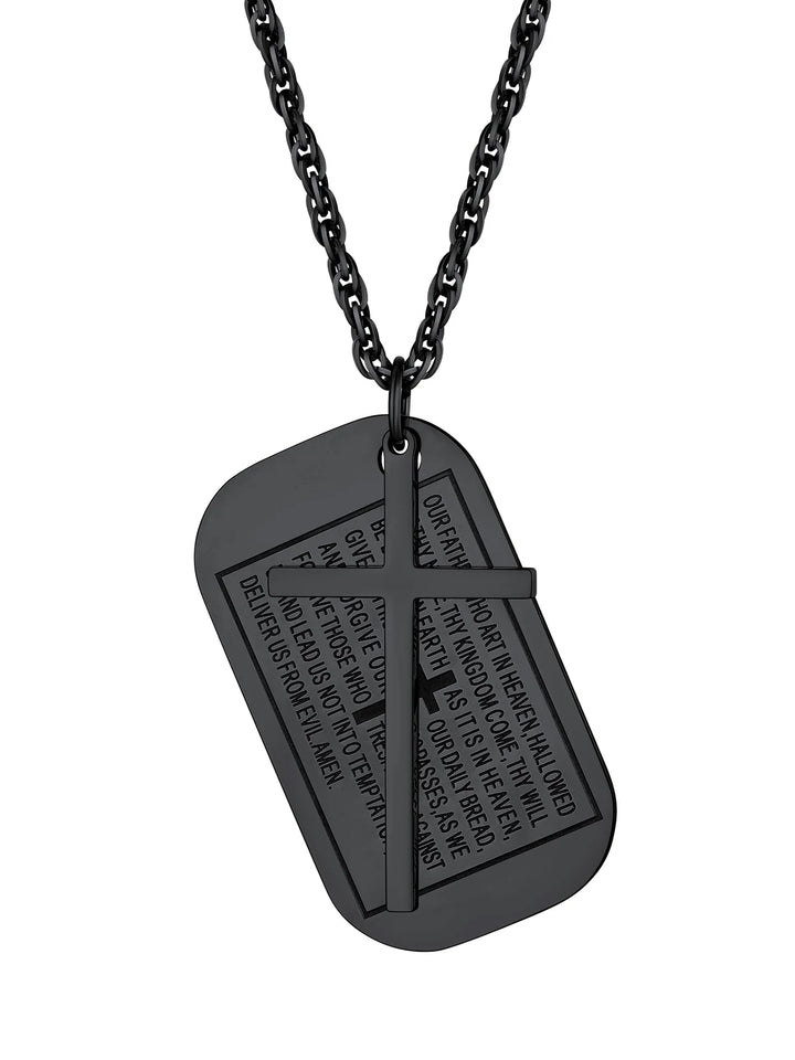 Cross Necklace for Men Stainless Steel Dog Tag Stylish Gift