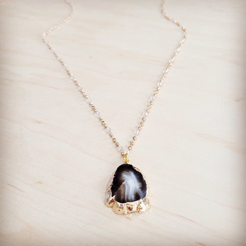 **Collier Agate Noire Dorée 257ma