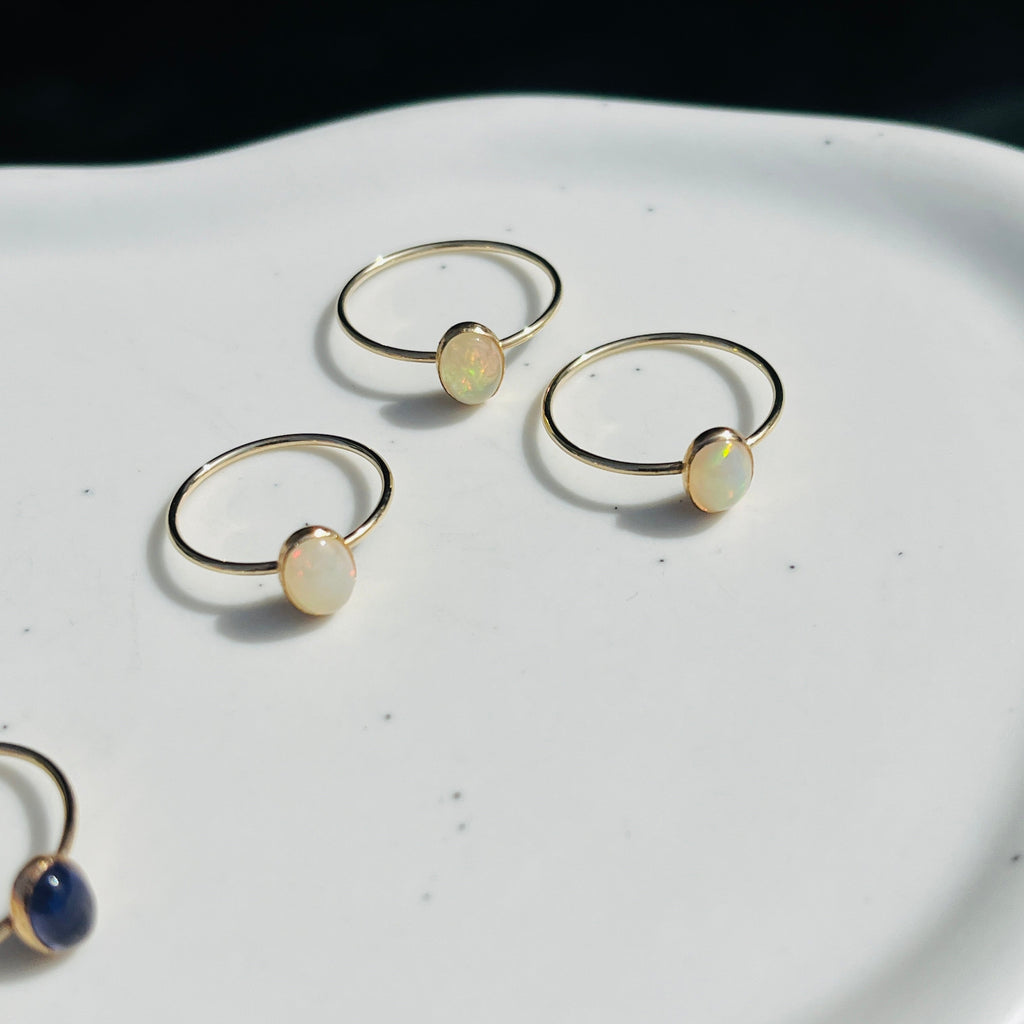 14k gold filled LARGE OVAL ETHIOPIAN OPAL GEMSTONE RING