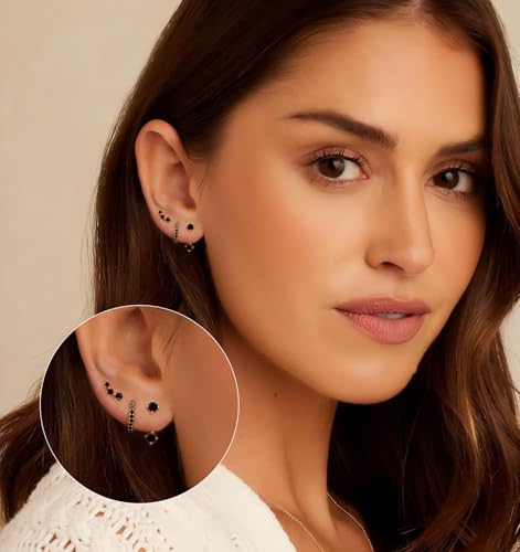 6 Pairs 14K Gold Plated Stud Earrings for Women