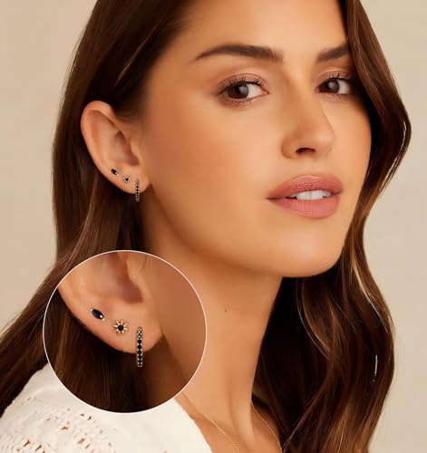 6 Pairs 14K Gold Plated Stud Earrings for Women