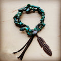 Double Strand Natural Turquoise Bracelet w/ Feather and Tassel 806n