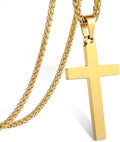 Gold Cross Necklaces for Men Boys Stainless Steel Cross Pendant Chain Catholic Religious Christian Birthday First Communion Confirmation Graduation Fathers Day Jewelry Gifts Teen Him Dad Kids