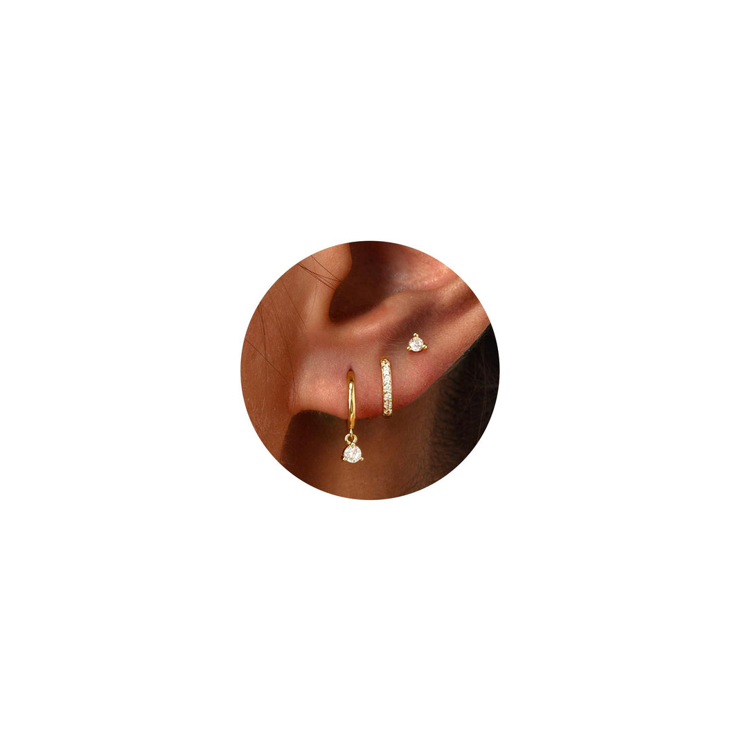 Freekiss 3 Pairs Gold Hoop Earrings Set: Dainty Stud Earrings Trendy Small 14K Gold Plated Hypoallergenic Dangle Cartilage Huggie Hoop Earrings for Women Gold Jewelry for Women Gifts