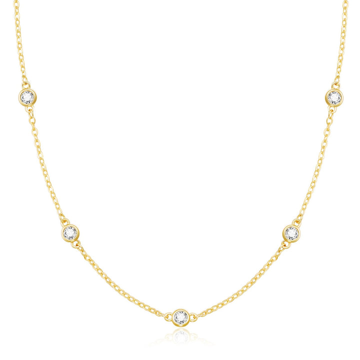 CUEZIY Mothers Day Gifts - Dainty Silver Gold Necklaces for Women Cute Station Choker Simulated Diamond Necklace Simple Layering CZ Necklace Trendy Jewelry Gifts