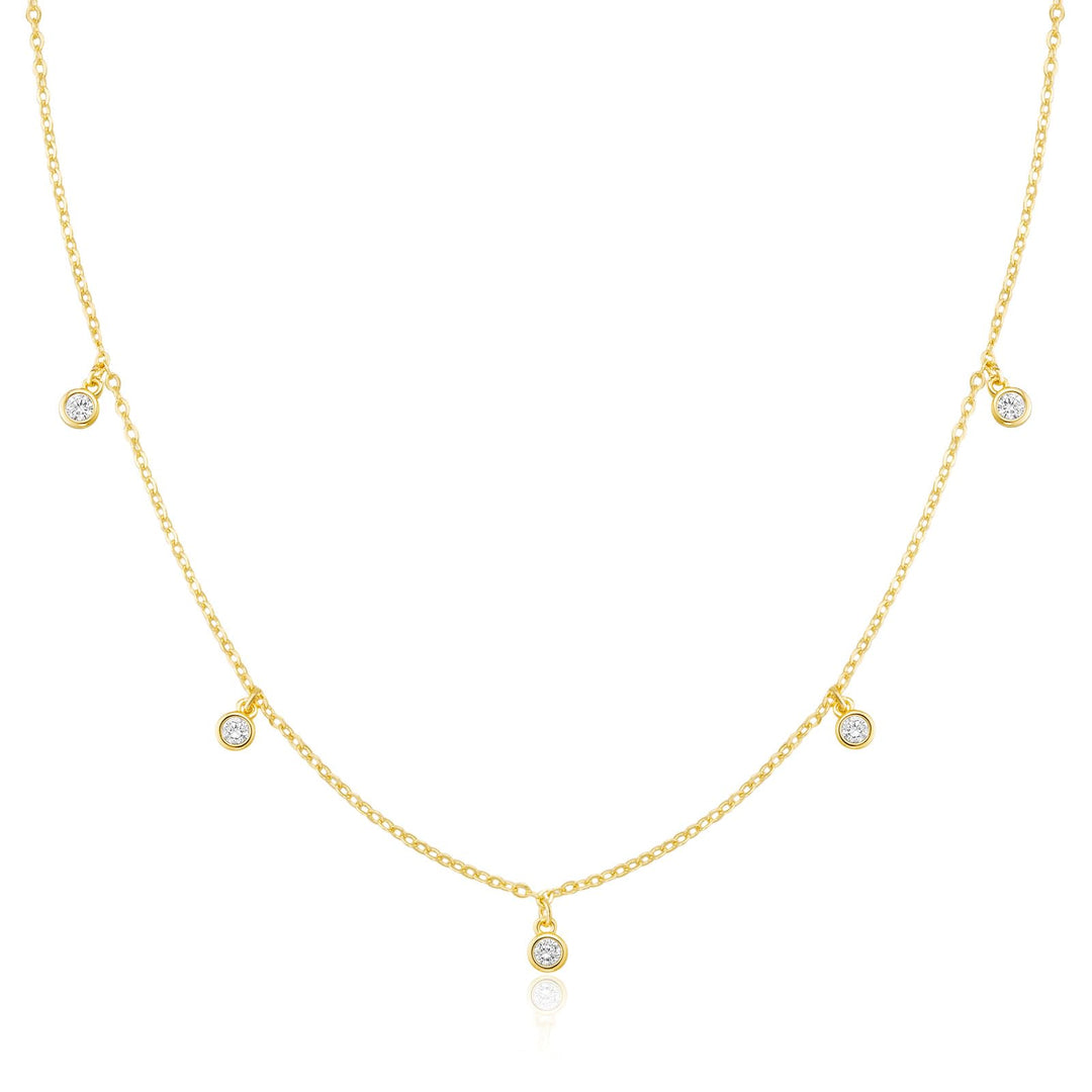 CUEZIY Mothers Day Gifts - Dainty Silver Gold Necklaces for Women Cute Station Choker Simulated Diamond Necklace Simple Layering CZ Necklace Trendy Jewelry Gifts