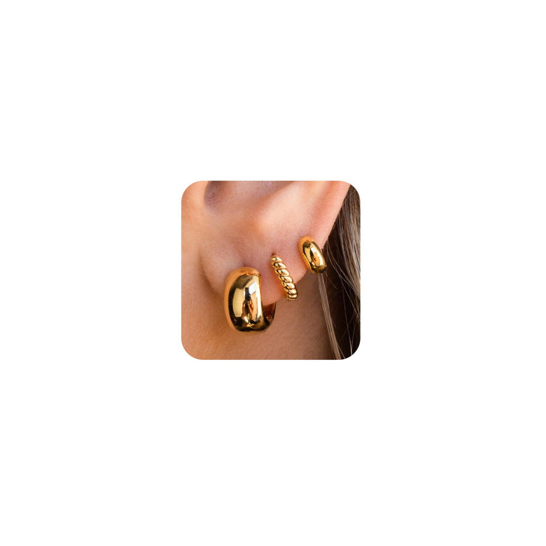 Freekiss 3 Pairs Gold Hoop Earrings Set: Dainty Stud Earrings Trendy Small 14K Gold Plated Hypoallergenic Dangle Cartilage Huggie Hoop Earrings for Women Gold Jewelry for Women Gifts