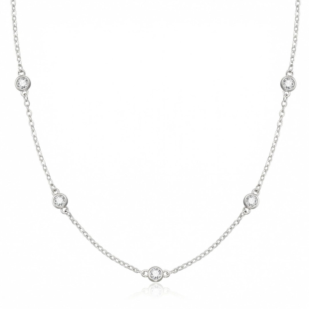 CUEZIY Mothers Day Gifts - Dainty Silver Gold Necklaces for Women Cute Station Choker Simulated Diamond Necklace Simple Layering CZ Necklace Trendy Jewelry Gifts