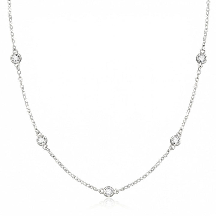 CUEZIY Mothers Day Gifts - Dainty Silver Gold Necklaces for Women Cute Station Choker Simulated Diamond Necklace Simple Layering CZ Necklace Trendy Jewelry Gifts