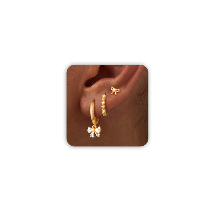Freekiss 3 Pairs Gold Hoop Earrings Set: Dainty Stud Earrings Trendy Small 14K Gold Plated Hypoallergenic Dangle Cartilage Huggie Hoop Earrings for Women Gold Jewelry for Women Gifts