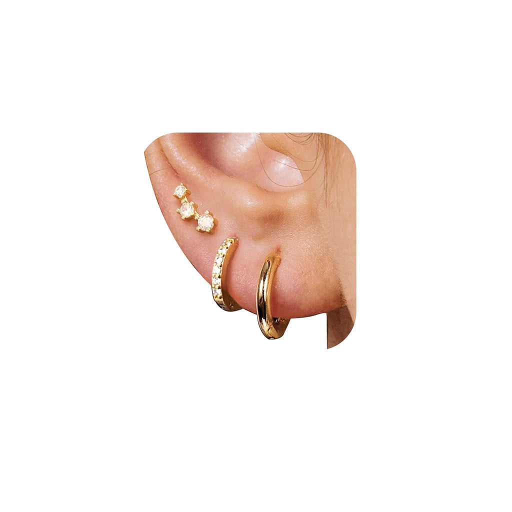 6 Pairs 14K Gold Plated Stud Earrings for Women