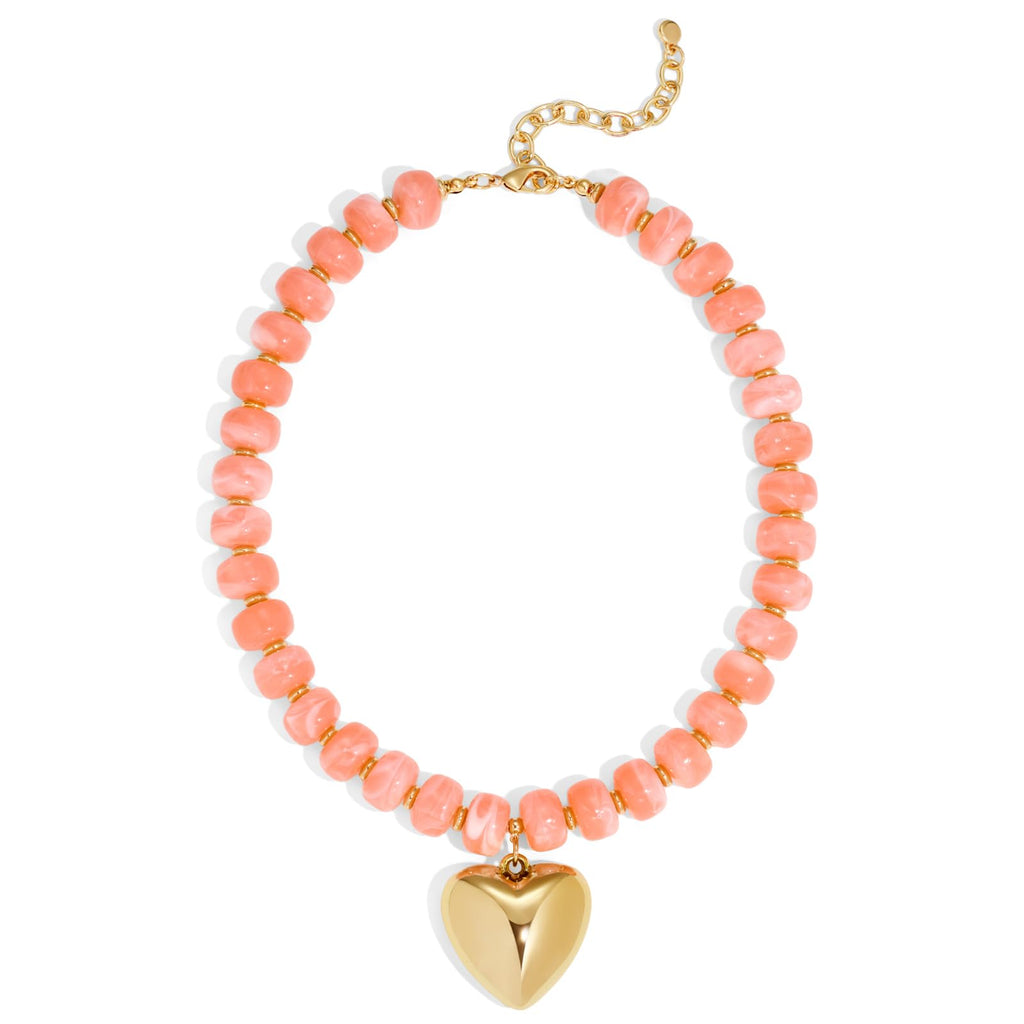Collier plastron à perles en résine épaisses – Style moderne et minimaliste