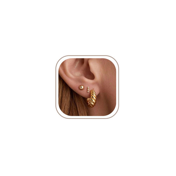 Freekiss 3 Pairs Gold Hoop Earrings Set: Dainty Stud Earrings Trendy Small 14K Gold Plated Hypoallergenic Dangle Cartilage Huggie Hoop Earrings for Women Gold Jewelry for Women Gifts