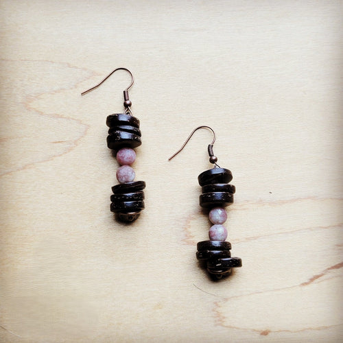 **Boucles d'oreilles en jaspe givré et bois (220 g)**