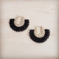 **Luxe Crystal & Black Beaded Fan Earrings 219db