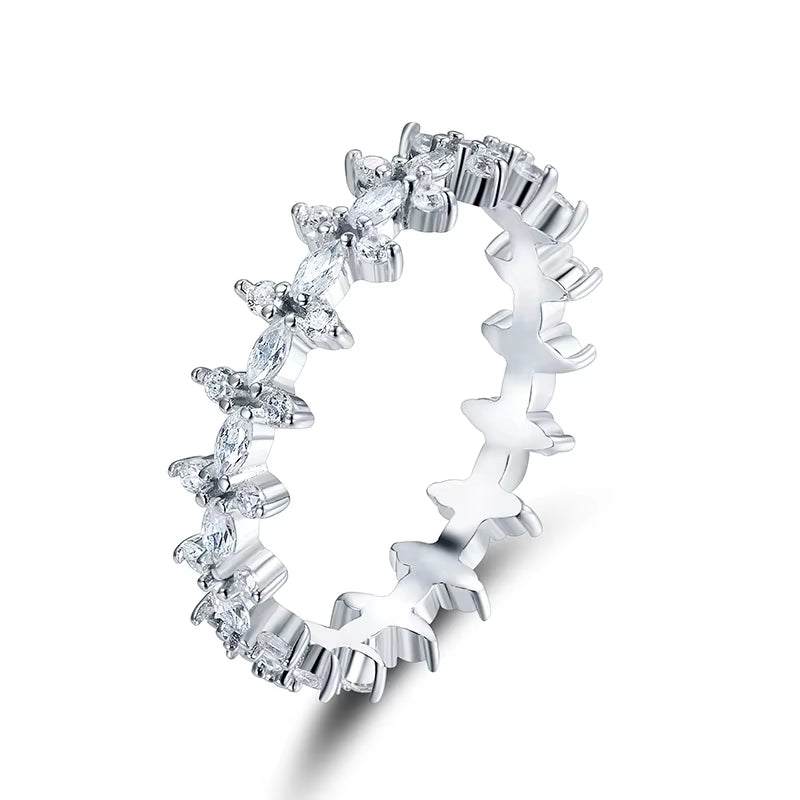 EternaGlow™ 925 sterling silver rhombus stackable rings with cubic zirconia sparkle