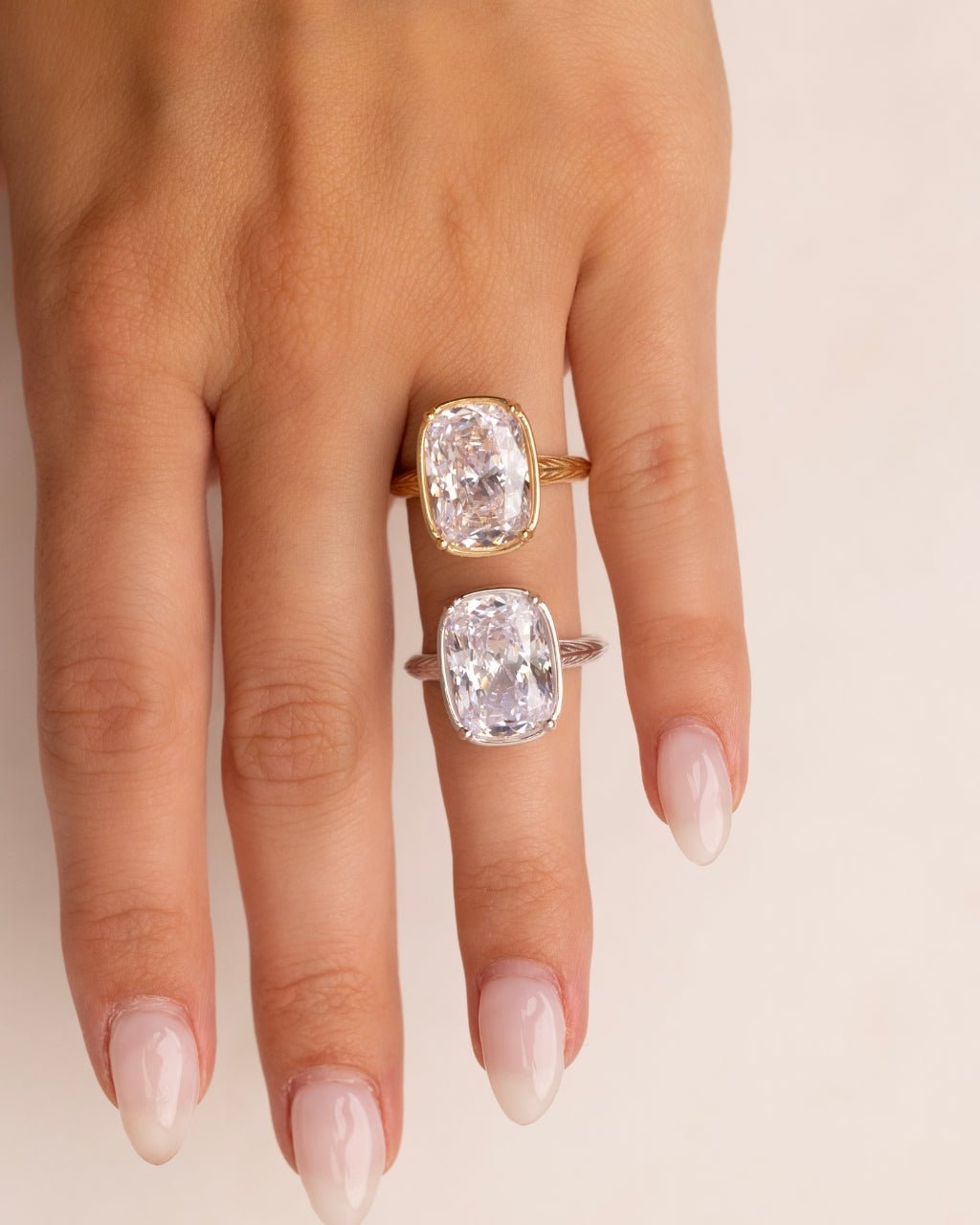 Bague cocktail en argent sterling taille coussin – Bague d'apparat en oxyde de zirconium