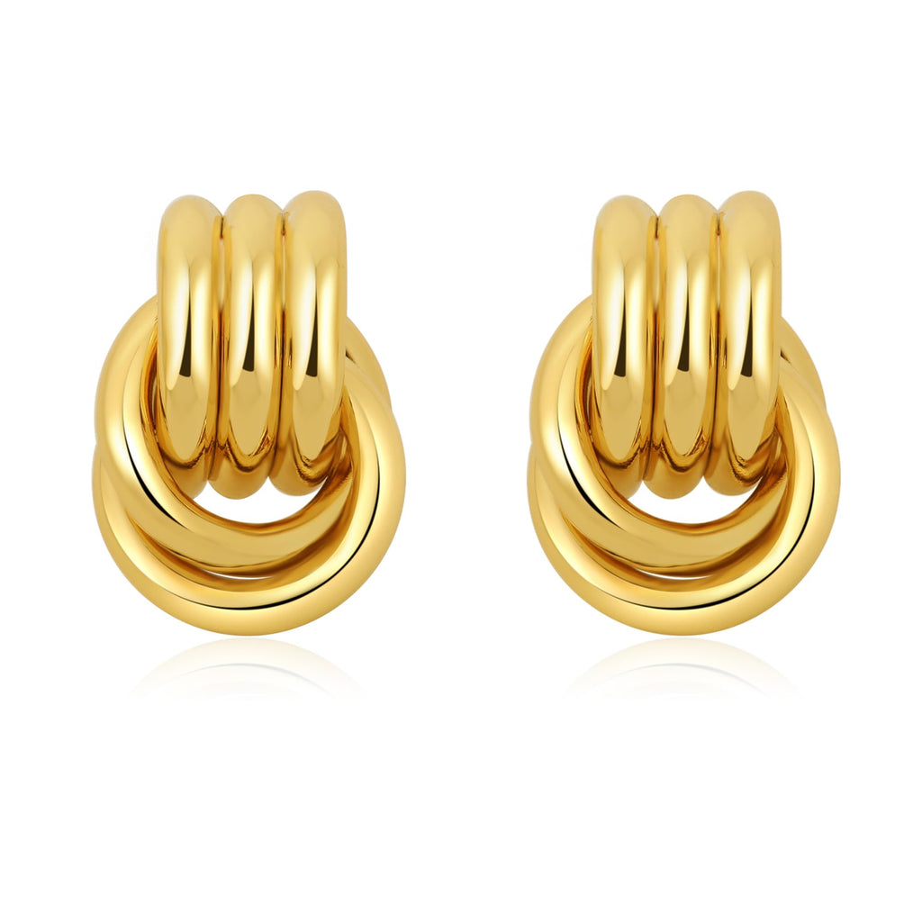 Boucles d'oreilles pendantes nœud doré – Pendantes massives hypoallergéniques