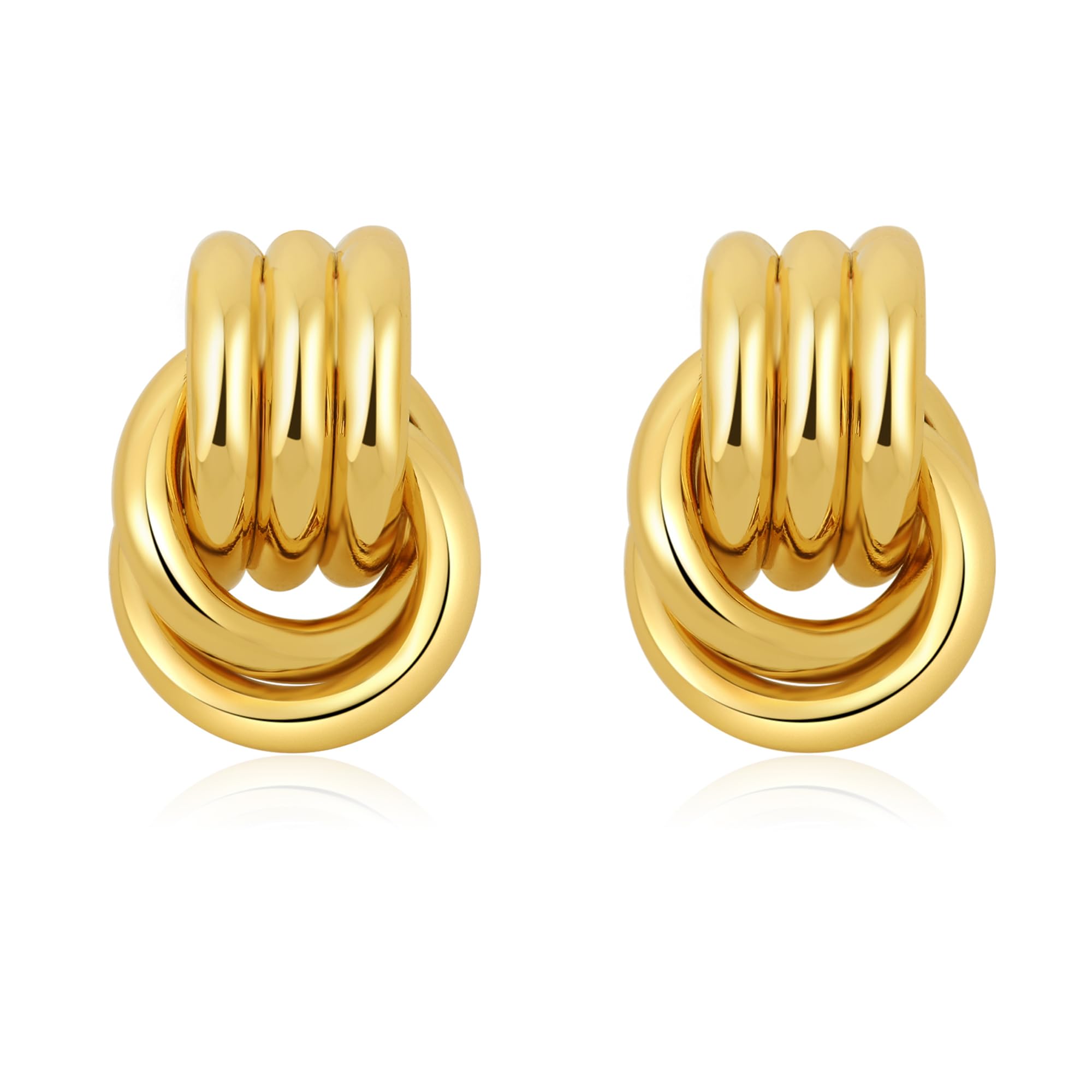 Boucles d'oreilles pendantes nœud doré – Pendantes massives hypoallergéniques