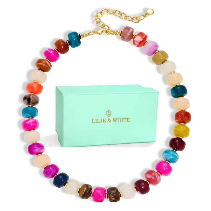 LILIE&WHITE Resin Chunky Beaded Necklace for Women Minimalistic Modern Statement Necklace Jewelry Accessories