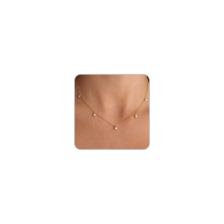 CUEZIY Dainty Silver Gold Necklaces for Women Cute Station Choker Simulated Diamond Necklace Simple Layering CZ Necklace Trendy Jewelry Gifts