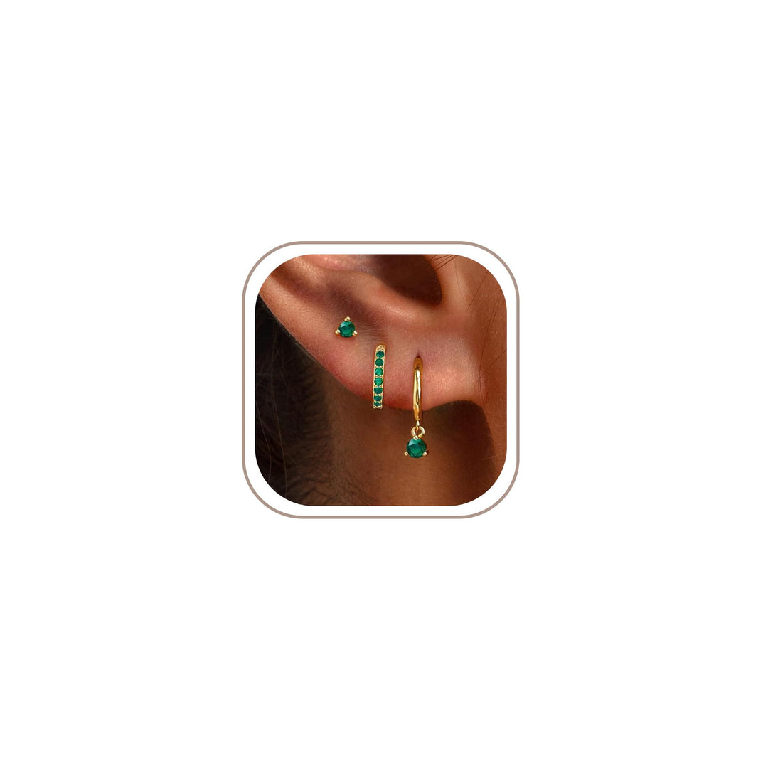 Freekiss 3 Pairs Gold Hoop Earrings Set: Dainty Stud Earrings Trendy Small 14K Gold Plated Hypoallergenic Dangle Cartilage Huggie Hoop Earrings for Women Gold Jewelry for Women Gifts