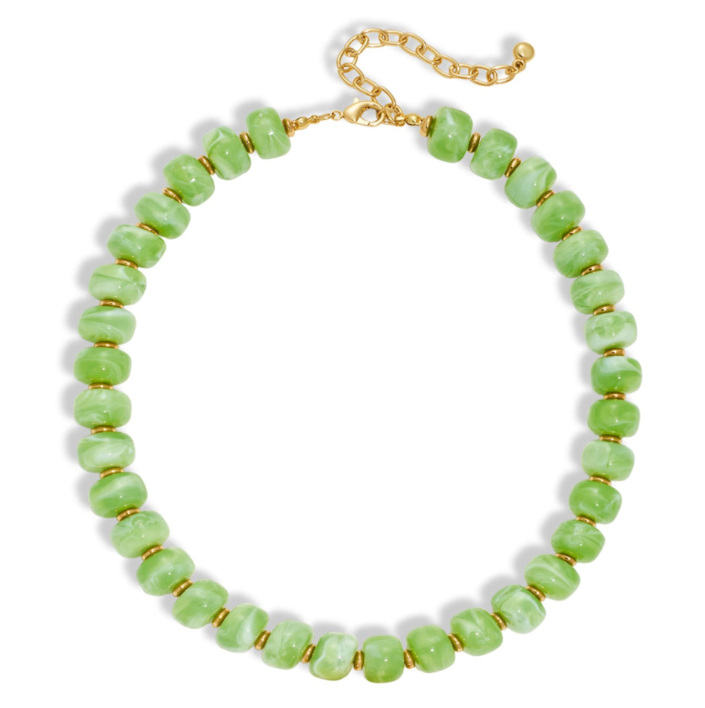Collier plastron à perles en résine épaisses – Style moderne et minimaliste