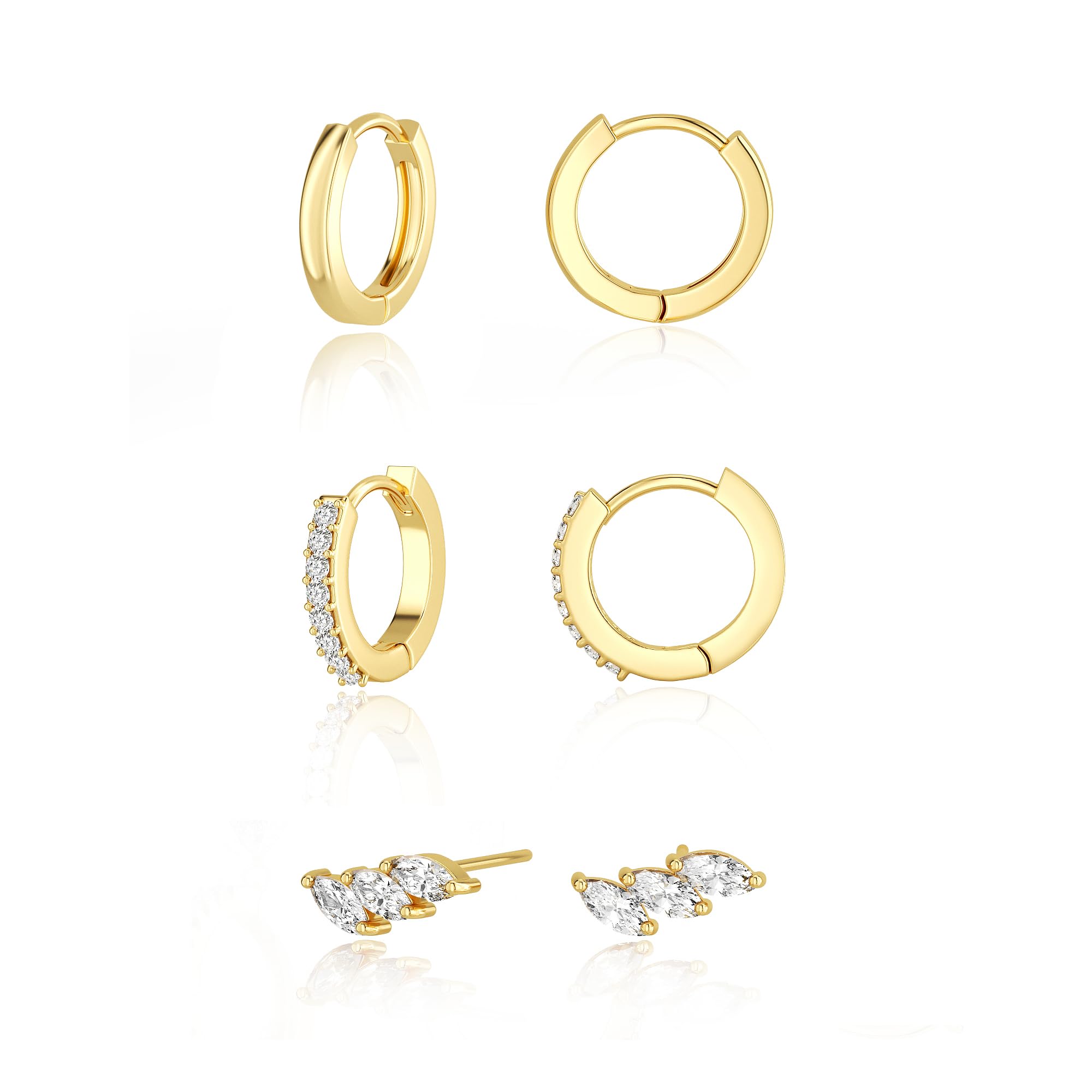 Freekiss 3 Pairs Gold Hoop Earrings Set for Women