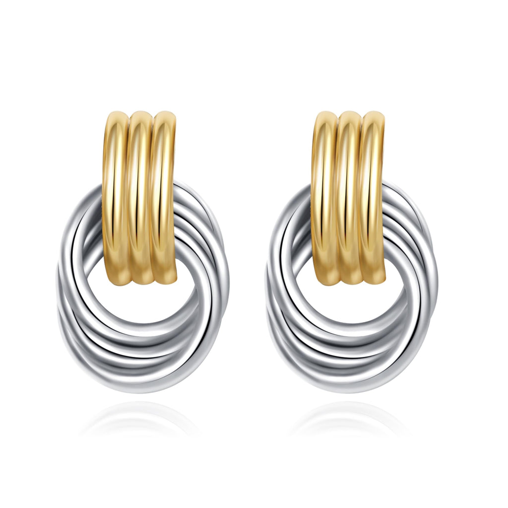 Boucles d'oreilles pendantes nœud doré – Pendantes massives hypoallergéniques