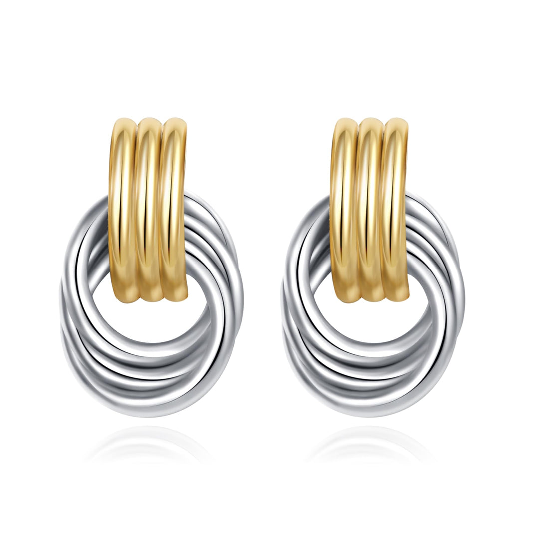 SHERLOVE Trendy Gold Plated Knot Earrings for Women Chunky Statement Drop Dangle Earrings Lightweight Hypoallergenic Fashion Accessories Gold Jewelry Gifts for Womens