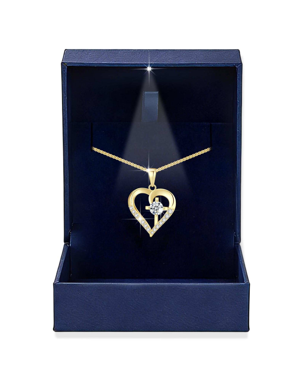 Moissanite Cross Necklace for Women in Light-Up Gift Box