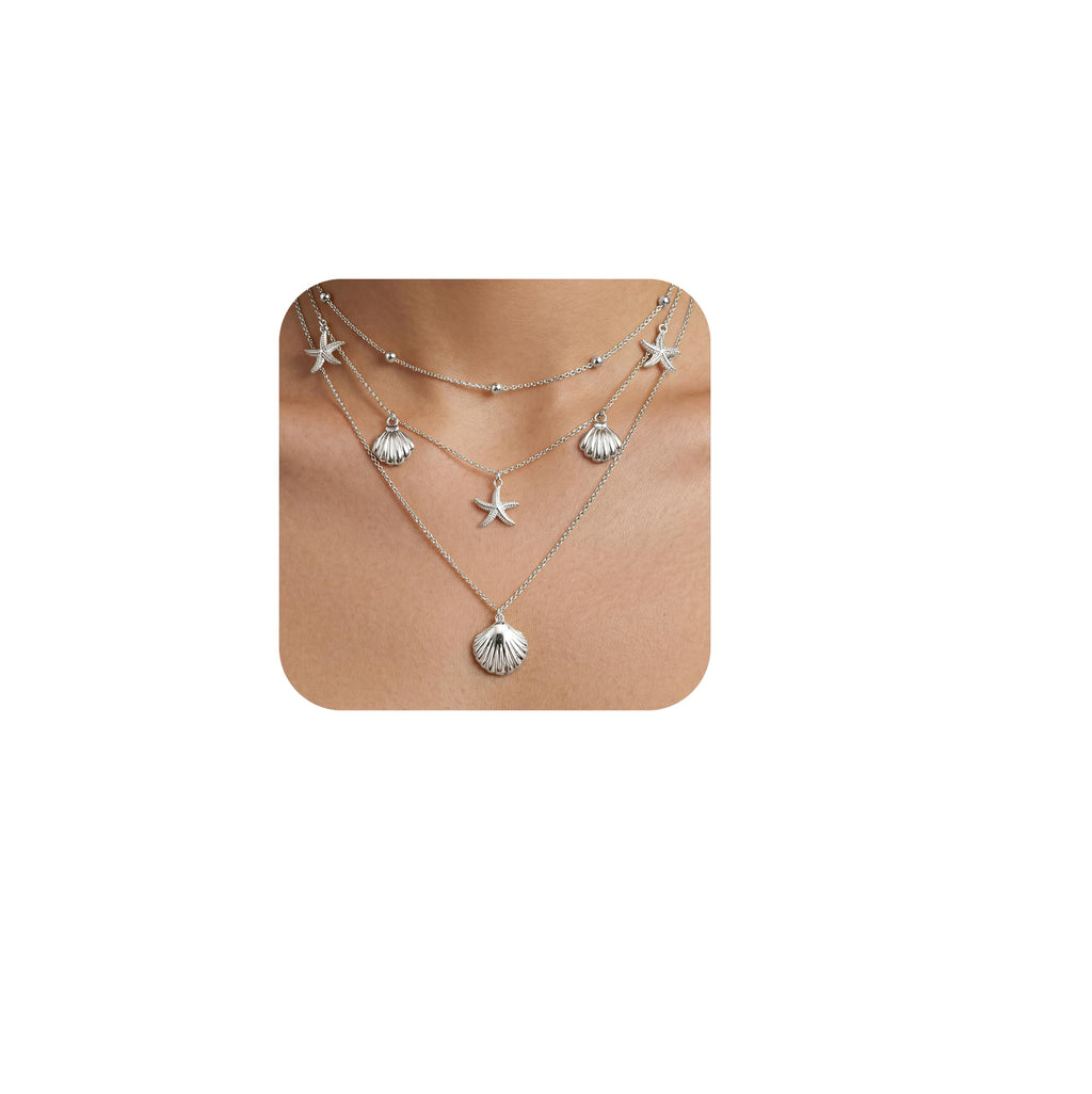 Lot de colliers en plaqué or 14 carats – Bijoux à pendentifs superposables qui ne ternissent pas