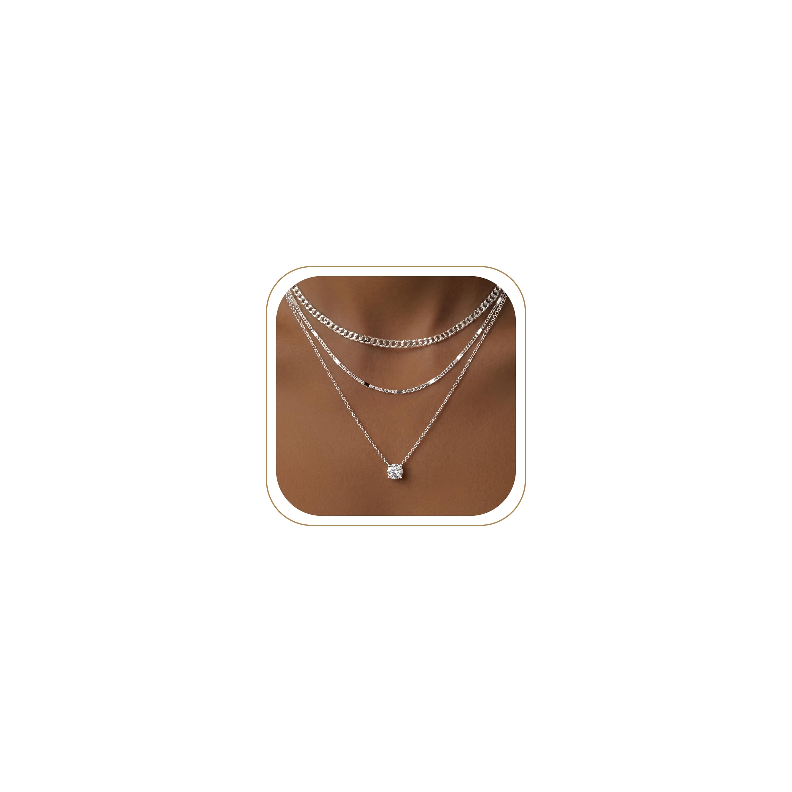 Lot de colliers en plaqué or 14 carats – Bijoux à pendentifs superposables qui ne ternissent pas