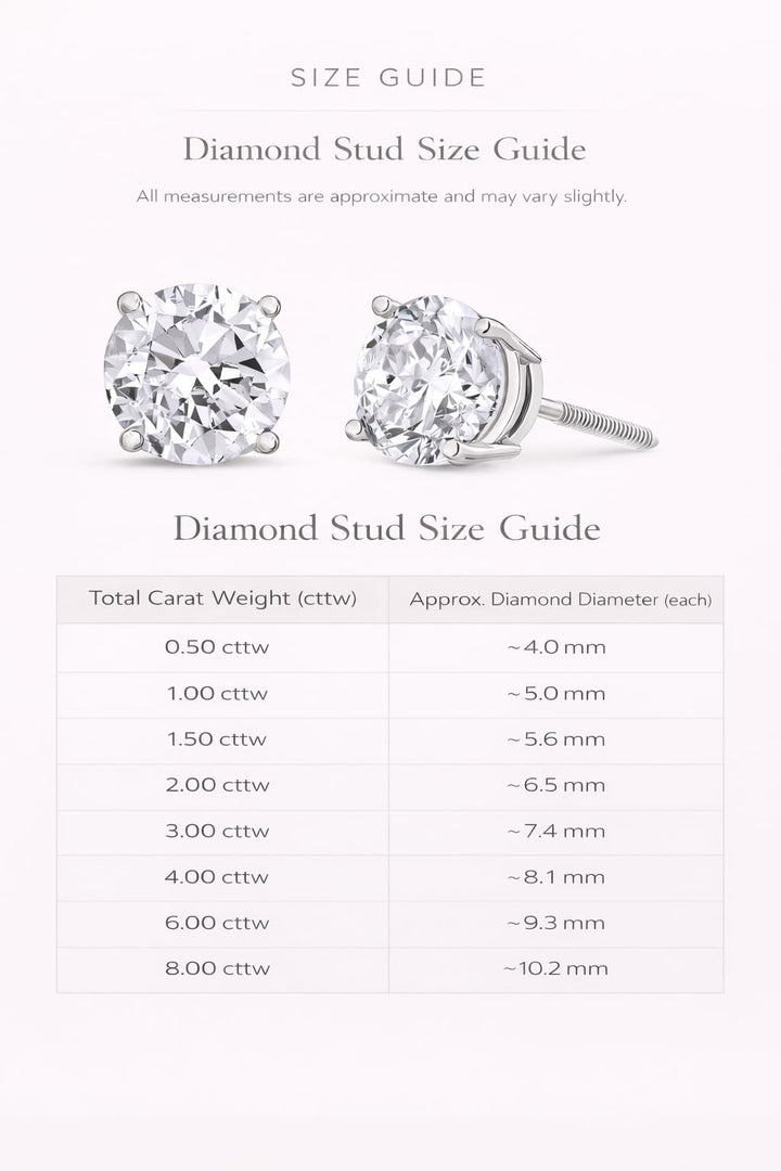 The Diamond Channel CERTIFIED 1 to 6 Carat LAB GROWN Solitaire Diamond Stud Earrings Round Cut 4 Prong Screw Back (F-G Color, VS1-VS2 Eye Clean Clarity)