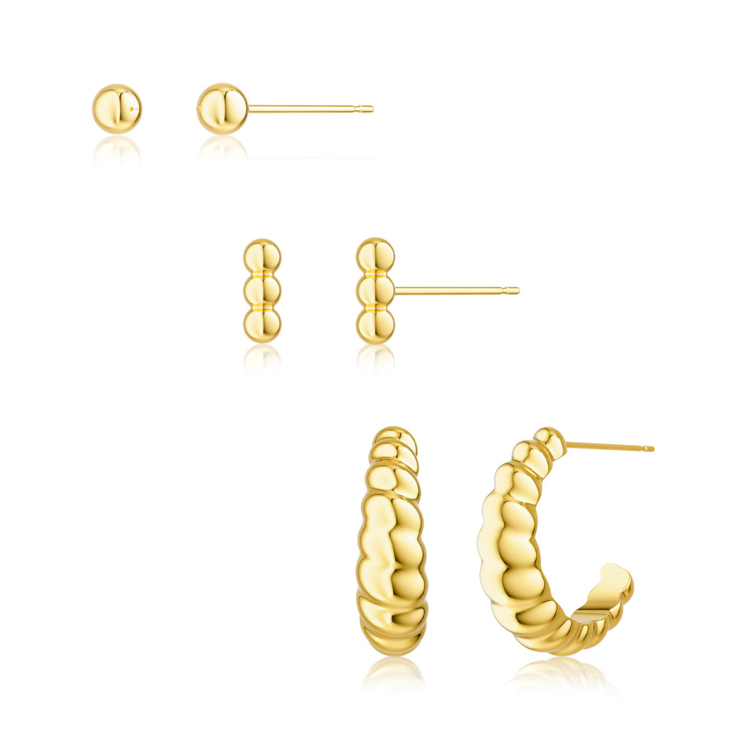 Freekiss 3 Pairs Gold Hoop Earrings Set for Women