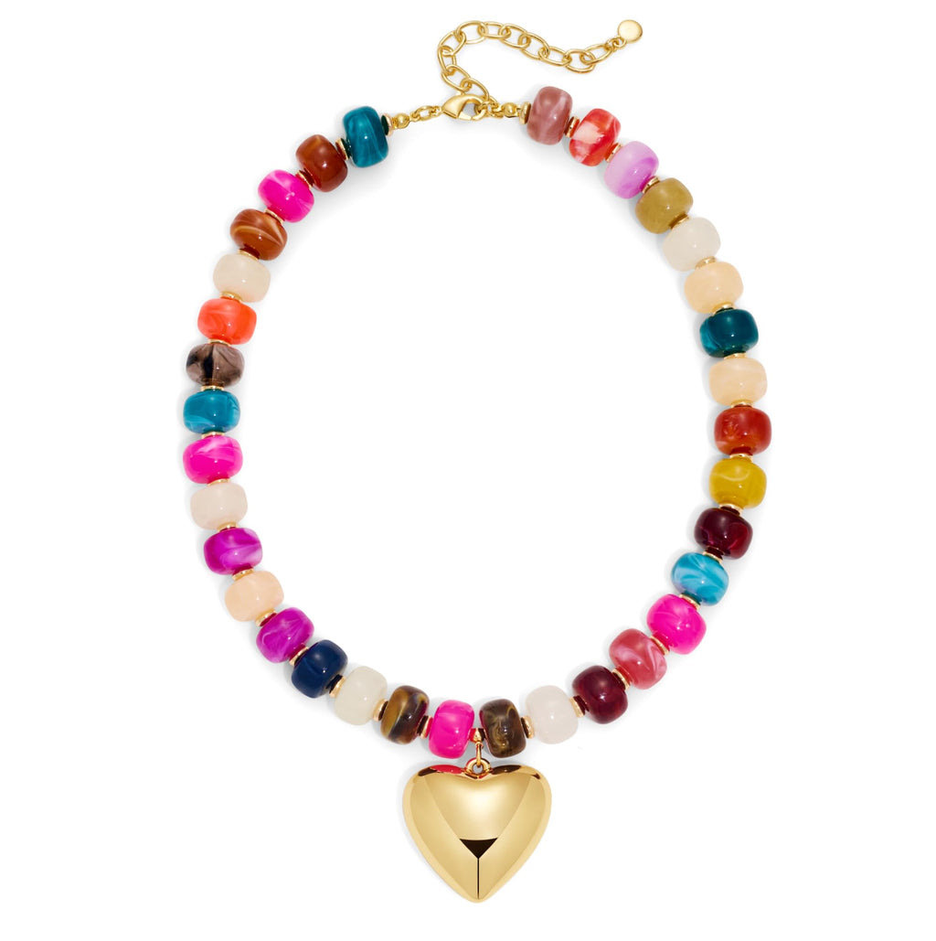 Collier plastron à perles en résine épaisses – Style moderne et minimaliste