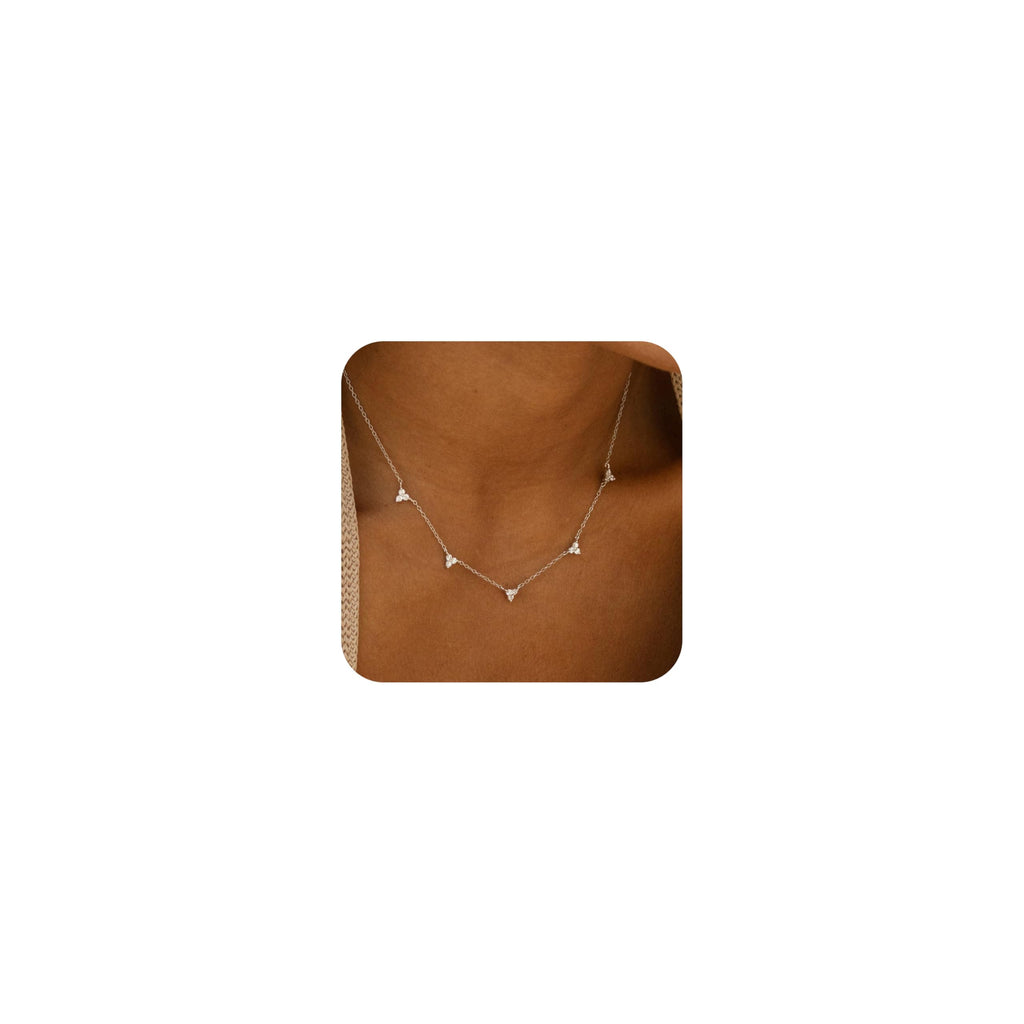 Collier ras du cou délicat à pampilles en zircon cubique – Choker superposable or et argent pour femme
