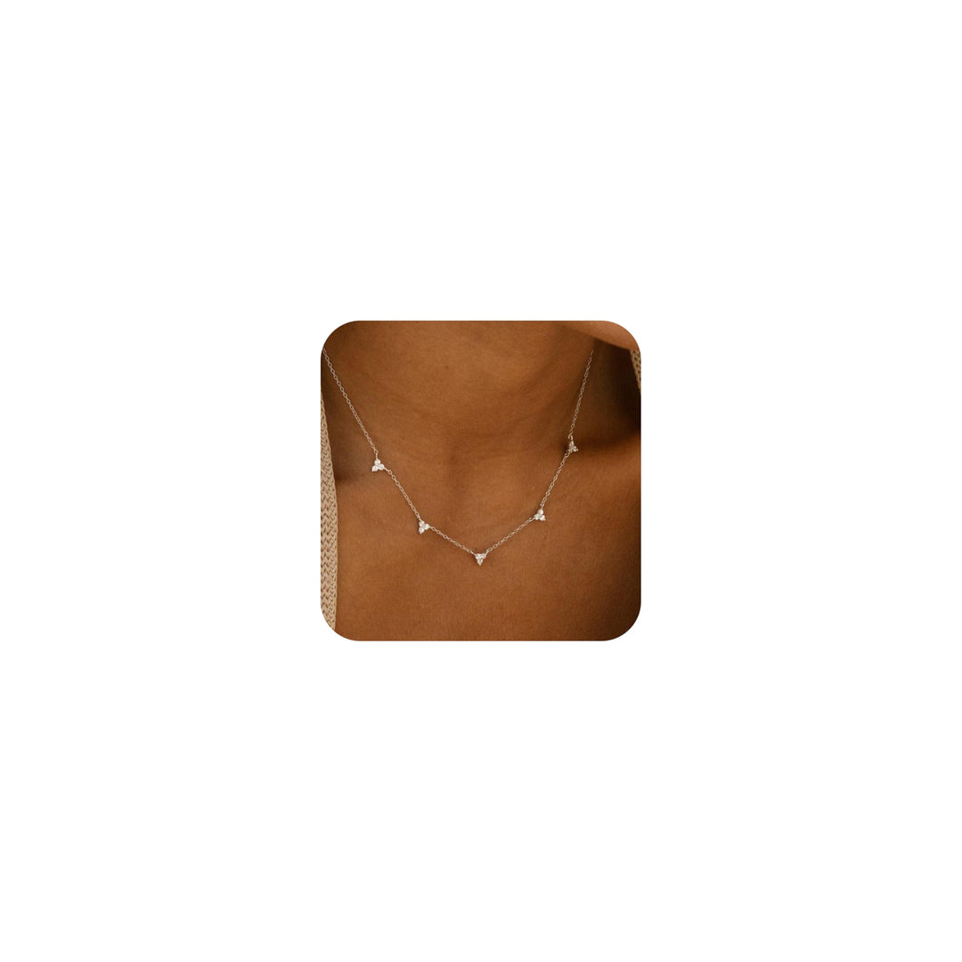CUEZIY Dainty Silver Gold Necklaces for Women Cute Station Choker Simulated Diamond Necklace Simple Layering CZ Necklace Trendy Jewelry Gifts